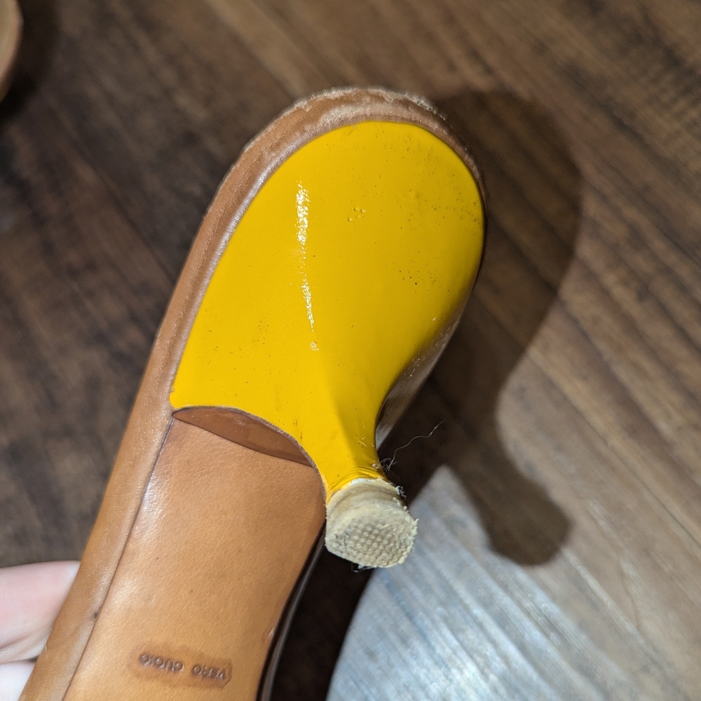 Prada Brown and Yellow Woven Sandals - Picture 8 of 9